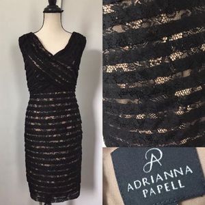 Adrianna Papell Black Lace Cocktail Dress 6